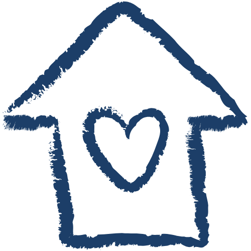 Sketch of house with love heart in the middle